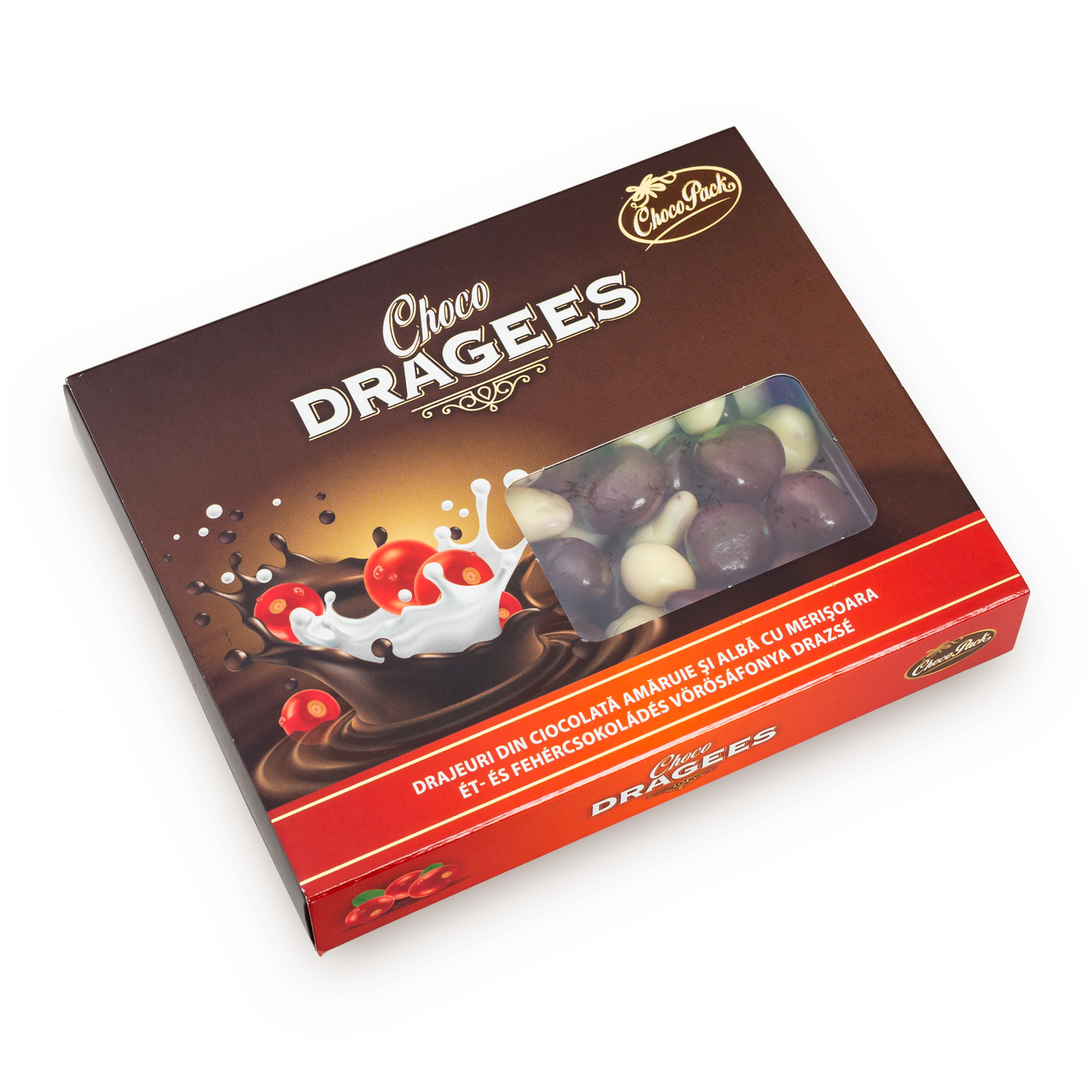 Drajeuri din ciocolată amăruie cu coajă de portocale și vișine uscată, 150 g
