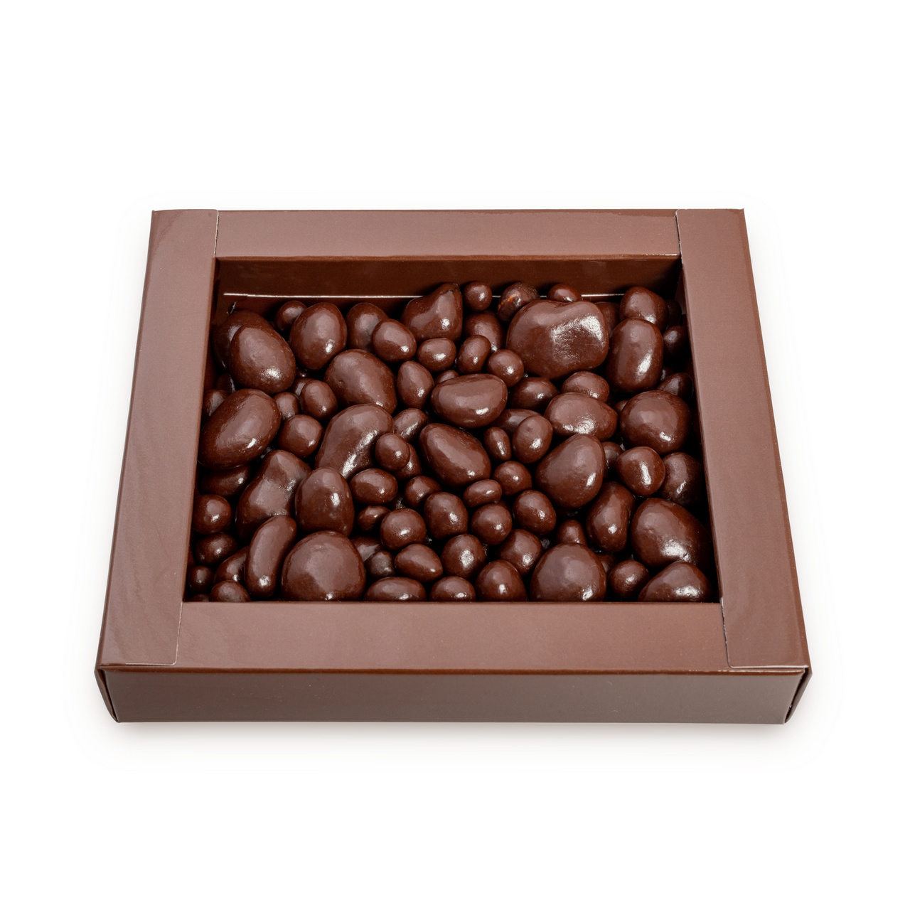 Drajeuri din ciocolată amăruie și lapte umplute cu pălincă de prune și caise, 150 g