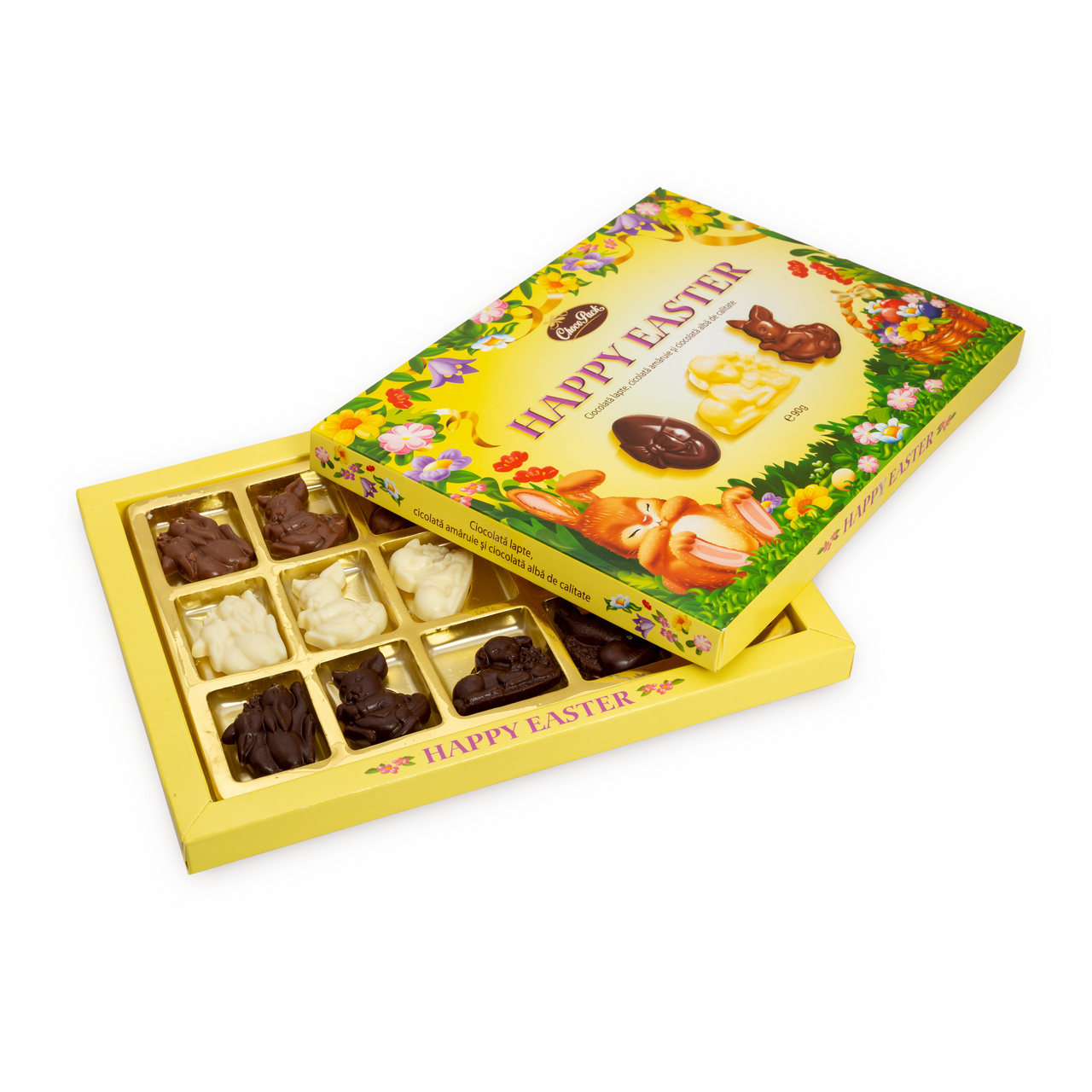 Tabletă din ciocolată cu lapte de mărime 3,5 × 3,5 cm, 10 g