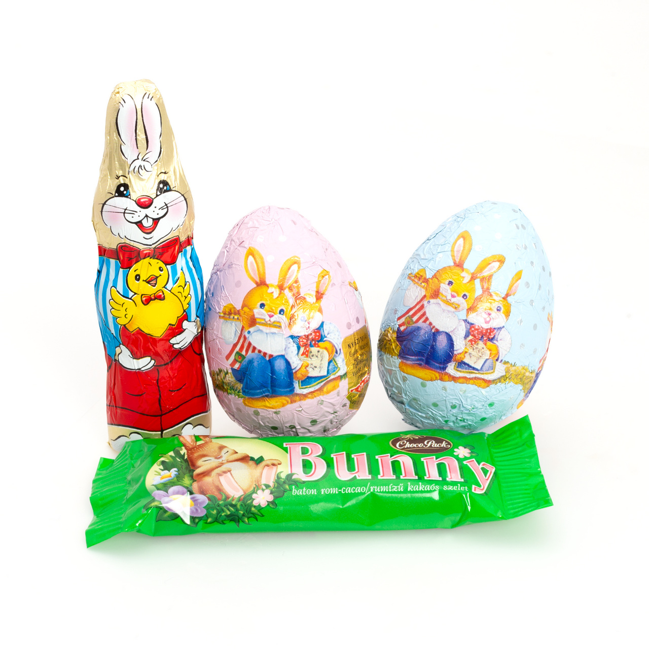 Pachet rățușcă cu figurine de ouă din masă de cacao, 80 g