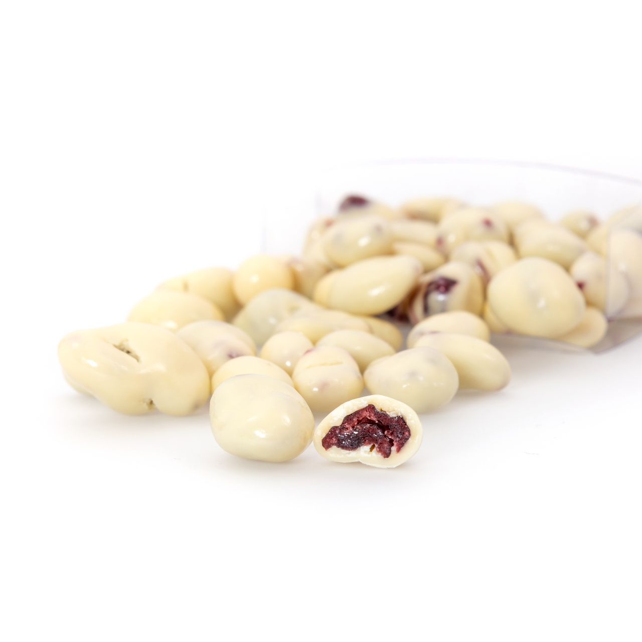 Drajeuri din ciocolată amăruie, cu merișoare, 100 g