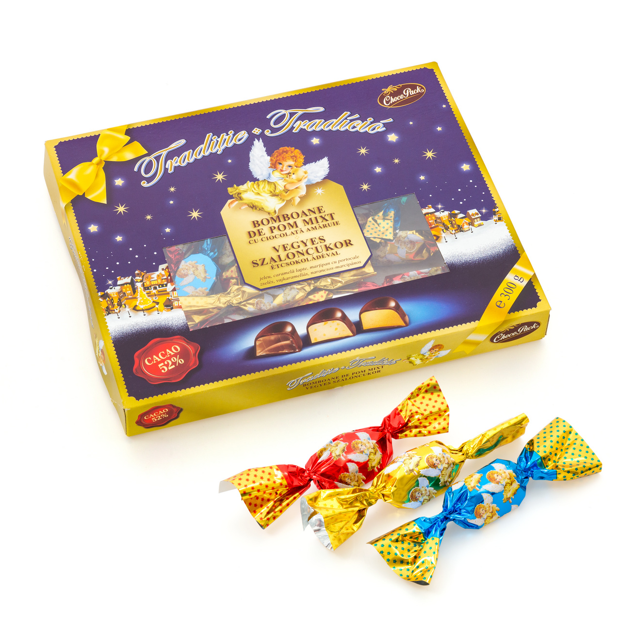 Bomboane de pom "Tradition" mixt, cu glazură cacao, 350 g