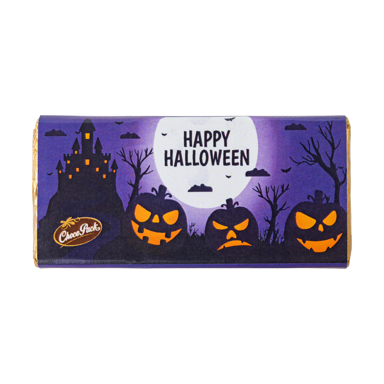Tabletă din ciocolată cu lapte în stil de Halloween, de mărime 3,5 × 3,5 cm, 10 g