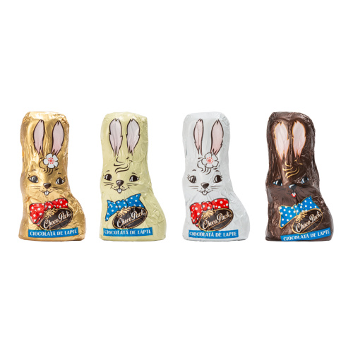 Set 4 figurine iepurași din ciocolată lapte, 6 cm, 12,5 g