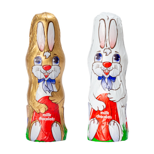 Set 21 figurine iepurași de Paște din ciocolată lapte, 10,5 cm, 25 g