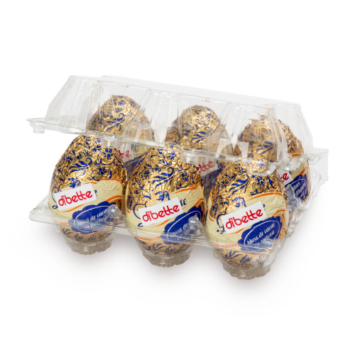 Set 6 figurine ouă din masă de cacao, cu fructoză, 7 cm, 20 g