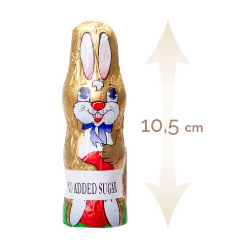 Figurină iepuraș de Paște din ciocolată lapte, fără zahăr adăugat, cu eritritol, 10,5 cm, 25 g
