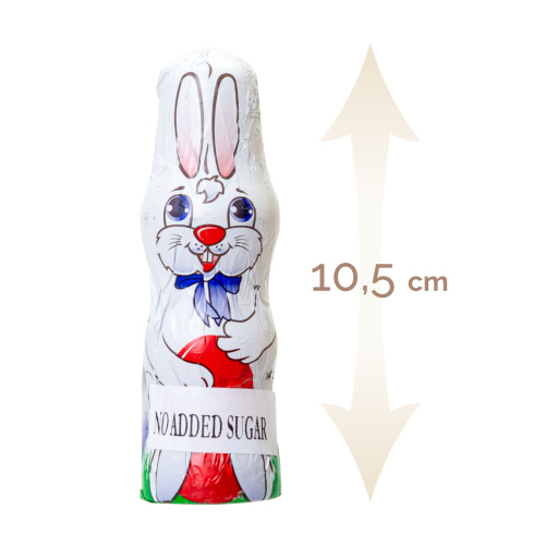 Figurină iepuraș de Paște din ciocolată lapte, fără zahăr adăugat, cu eritritol, 10,5 cm, 25 g