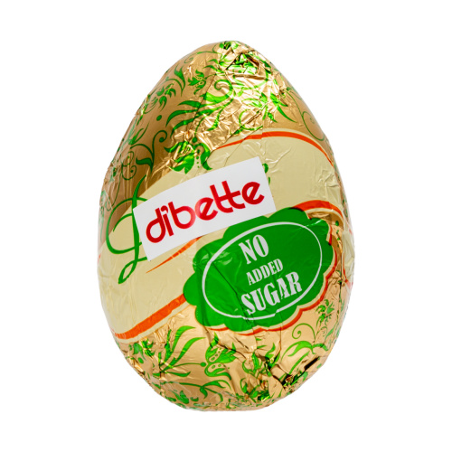 Set 6 figurine ouă din ciocolată lapte, fără zahăr adăugat, cu eritritol, 7 cm, 20 g