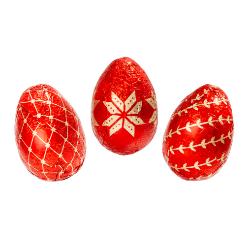 Set 36 figurine ouă de Paște din masă de cacao – "încondeiate", 6,5 cm, 20 g