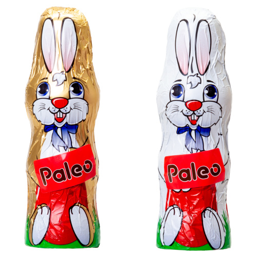 Set 21 figurine iepurași de Paște din ciocolată amăruie, cu eritritol, 10,5 cm, 25 g