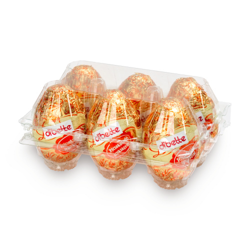 Set 6 figurine ouă de Paște din ciocolată lapte, cu fructoză, 7 cm, 20 g