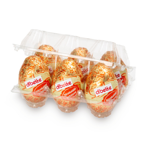 Set 6 figurine ouă de Paște din ciocolată lapte, cu fructoză, 7 cm, 20 g