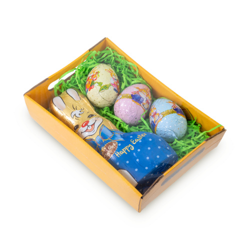 Coșuleț de Paște cu figurine din masă de cacao, 160 g :: Albastru