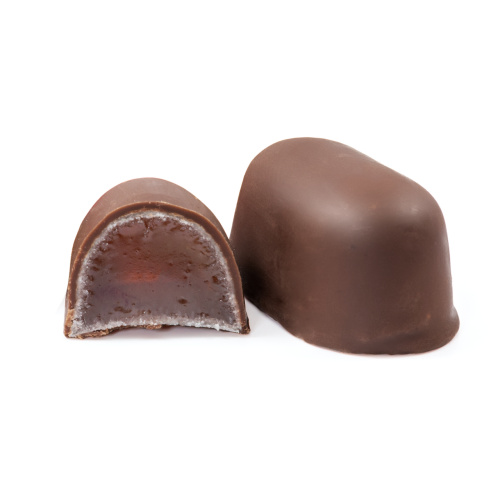 Bomboane jeleu cu gust de lămâie, portocale, zmeură și banane, învelite în glazură de cacao, 500 g