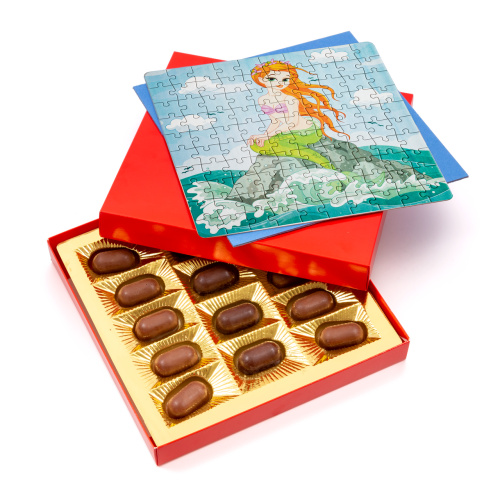 Praline din ciocolată cu puzzle cadou, 140 g