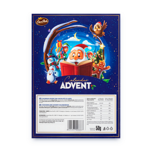Calendar advent cu ciocolată lapte, 50 g