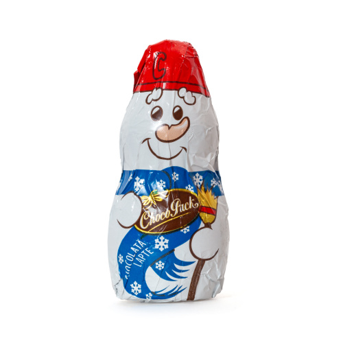 Set 40 figurine din ciocolată lapte –  Moș Crăciun și om de zăpadă, 6 cm, 10 g