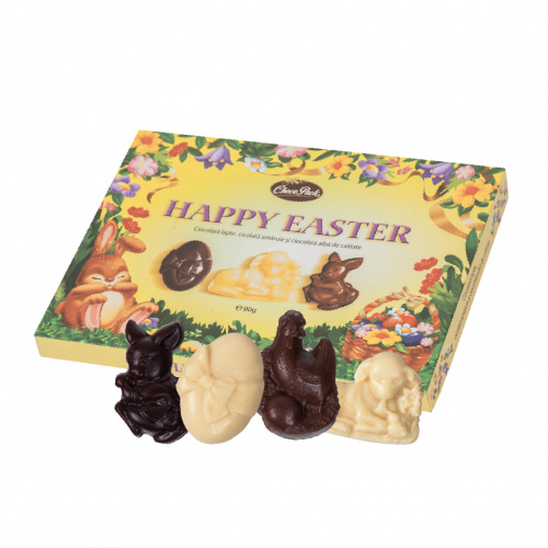 Figurine din ciocolată cu lapte, ciocolată amăruie și ciocolată albă, 90 g