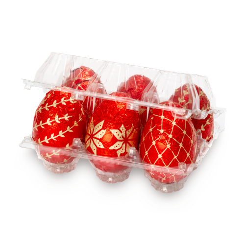 Set 6 figurine ouă din masă de cacao – „încondeiate”, 6,5 cm, 20 g