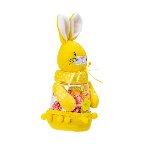 Pachet Paște iepuraș galben, cu caramele de diferite gusturi de fructe, 100 g :: Galben