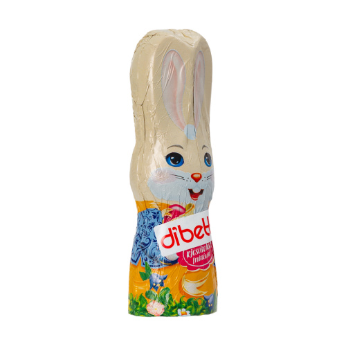 Figurină iepuraș de Paște, din ciocolată lapte, cu fructoză, 13,5 cm, 50 g