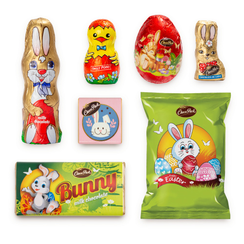 Pachet de Paște gentuță, cu ciocolată lapte, 209 g :: Roz