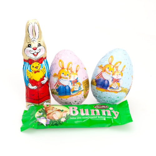 Pachet iepuraș cu figurine din masă de cacao, 88 g - roz :: Roz