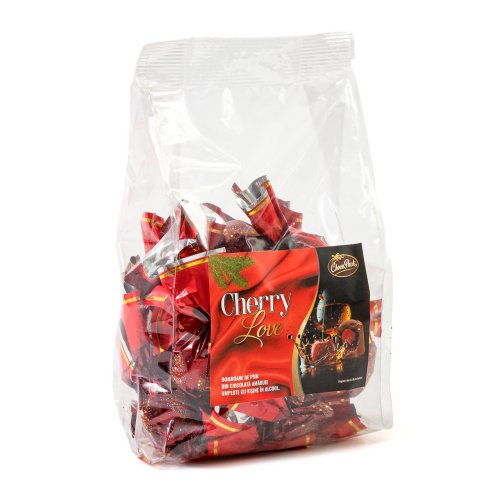 Bomboane de pom din ciocolată amăruie, umplute cu vișine în alcool, 300 g