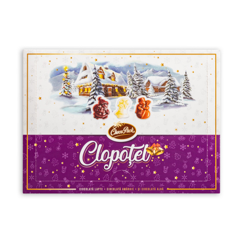 Clopoțel - figurine din ciocolată cu lapte, ciocolată amăruie și ciocolată albă de calitate, 90 g
