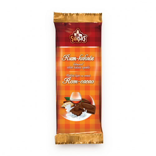 Tabletă cu lapte, umplută cu cremă de cacao cu gust de rom, 90 g