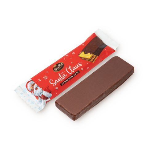 Santa Claus – napolitană umplută cu cremă de cacao, învelită în glazură de cacao, 25 g