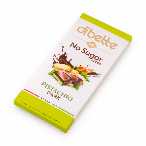 Ciocolată neagră Dibette cu eritritol și stevia – cremă de fistic, 80 g
