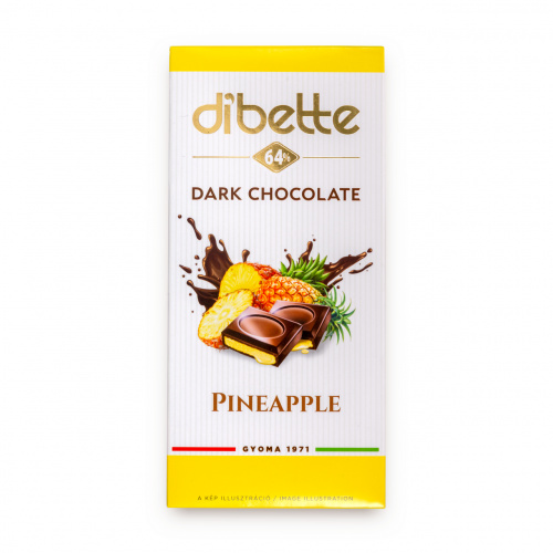Ciocolată neagră Dibette cu fructoză – cremă de ananas, 80 g