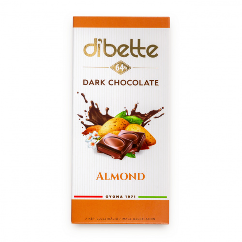 Ciocolată neagră Dibette cu fructoză – cremă de migdale, 80 g
