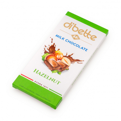 Ciocolată cu lapte Dibette cu fructoză – cremă de alune, 80 g