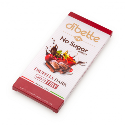 Ciocolată neagră Dibette cu eritritol și stevia – cremă truffel cu vișine, 80 g
