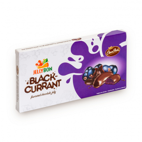 Jeleu Jellybon cu gust de coacăze negre, învelit în ciocolată, 210 g
