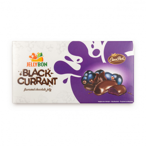 Jeleu Jellybon cu gust de coacăze negre, învelit în ciocolată, 210 g
