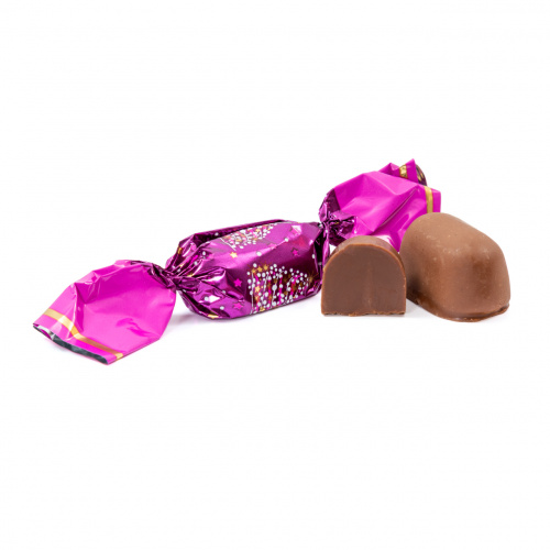 Bomboane de pom din ciocolată, umplute cu cremă mixtă. În cutie de brad de Crăciun, 250 g