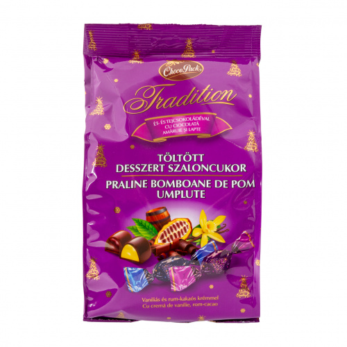 Bomboane de pom praline "Tradition", cu cremă de vanilie și rom-cacao, 250 g