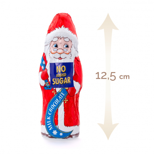 Figurină din ciocolată lapte – Moș Crăciun, fără zahăr adăugat, cu eritritol, 12,5 cm, 30 g