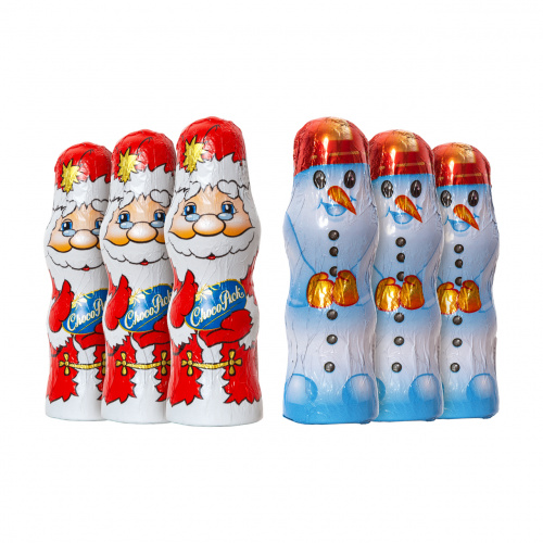 Set 6 figurine din masă de cacao, 10,5 cm, 30 g – om de zăpadă și Moș Crăciun