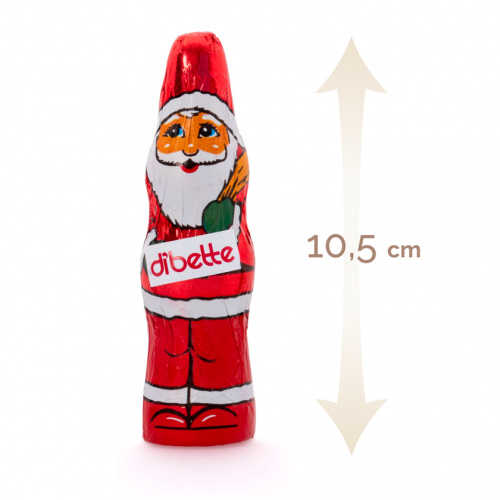 Set 3 figurine Moș Crăciun Dibette, din ciocolată lapte, cu fructoză, 10,5 cm, 18 g