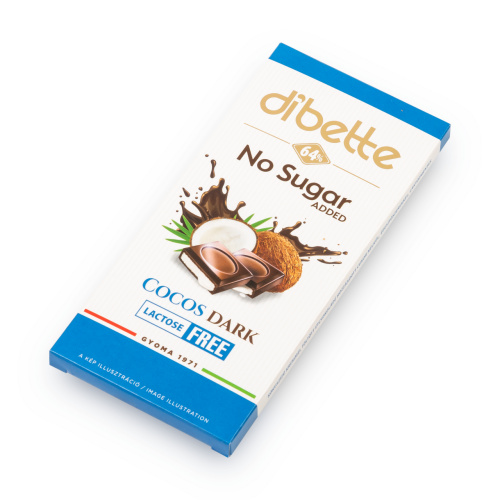 Ciocolată neagră Dibette cu eritritol și stevia – cremă de nucă de cocos, 80 g