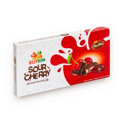 Jeleu Jellybon cu gust de vișine, învelit în ciocolată, 210 g