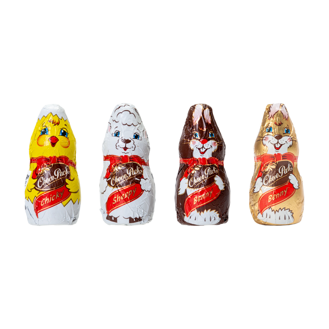 Set 4 figurine Paște din ciocolată lapte, 6 cm, 10 g