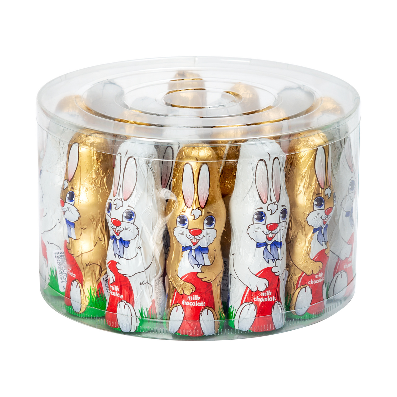 Set 21 figurine iepurași de Paște din ciocolată lapte, 10,5 cm, 25 g