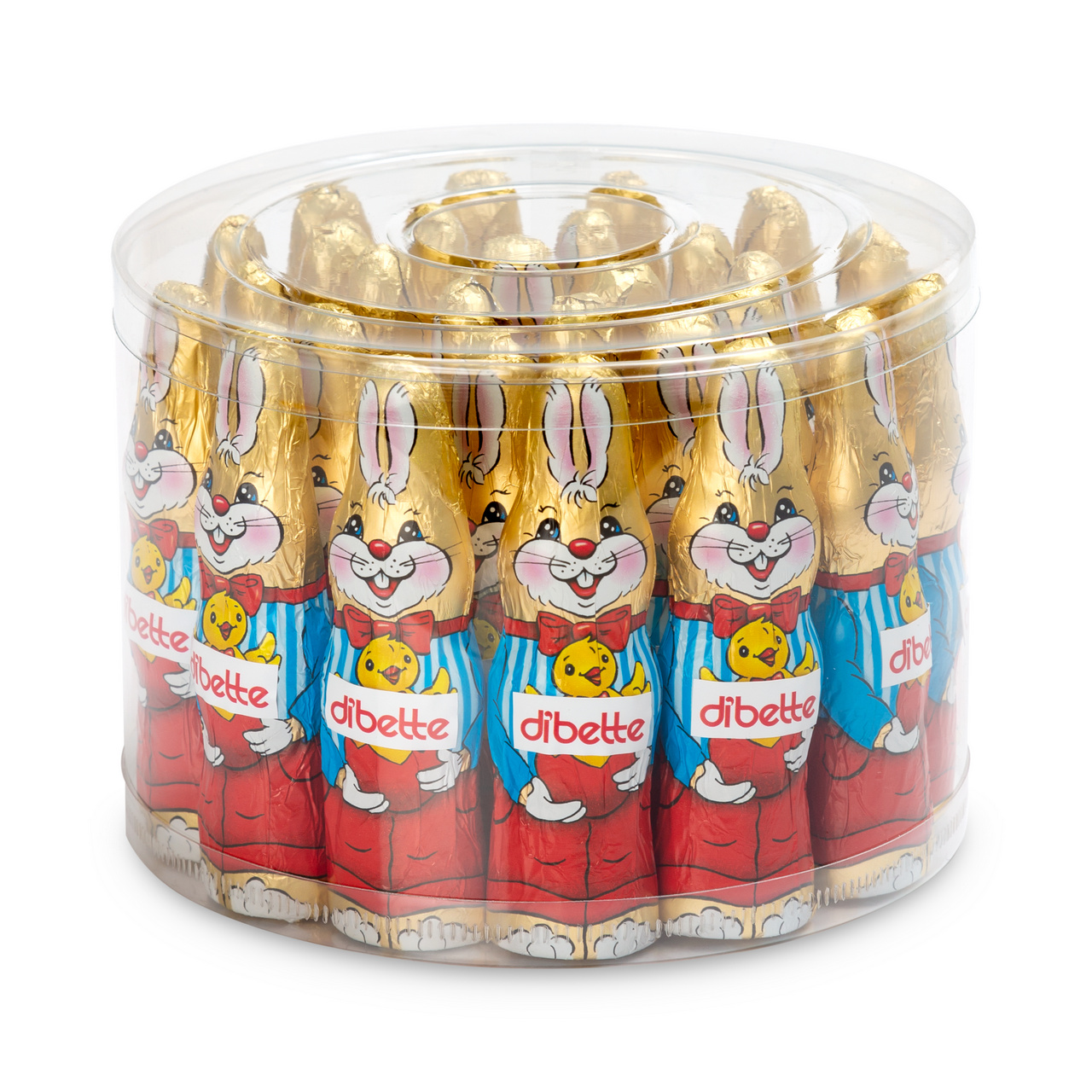 Set 30 figurine iepuraș din ciocolată lapte, cu fructoză, 10 cm, 18 g