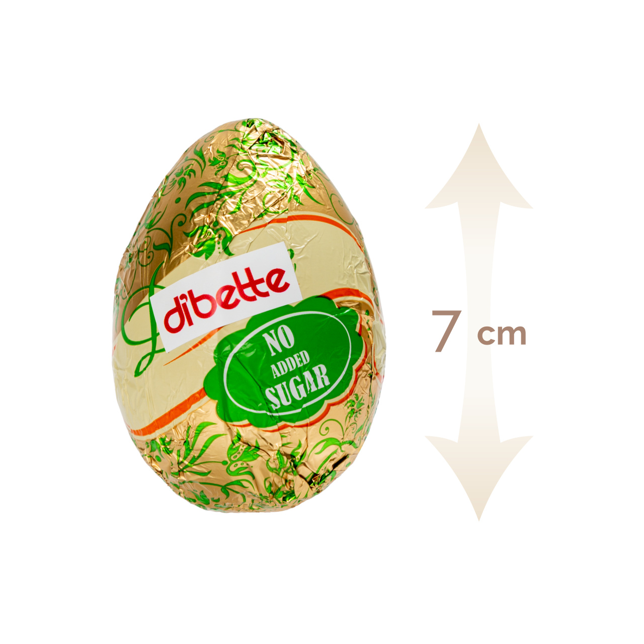 Set 6 figurine ouă din ciocolată lapte, fără zahăr adăugat, cu eritritol, 7 cm, 20 g